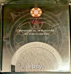 MEXICO AZTEC CALENDAR 2010 1 Kilo Pure Silver Proof Coin with Box and COA