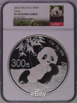 NGC PF70 2020 China Panda 1 Kilo Silver Coin with COA