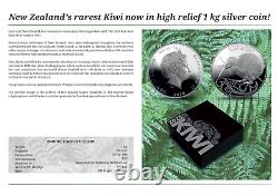 New Zealand 2020 20$ Brown Kiwi Kilo 1 kg 999.9 Silver Coin. Limited Edition