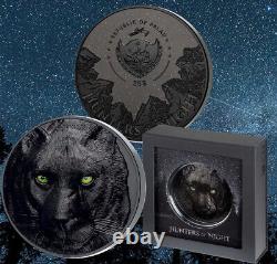 PALAU $25 2022 1/2-Kilo Silver Hunters by the Night Black Panther UHR Obsidian