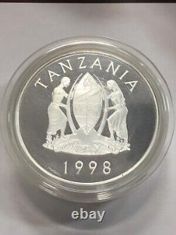 Proof 1998 Tanzania Serengeti Wildlife, 25000 Shilingi, 1 Kilo. 999 Fine Silver