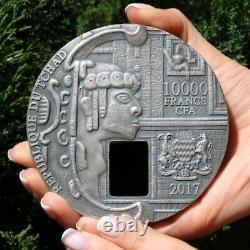 Republic of Chad 2017 10000 Francs CFA UXMAL 1 Kilo Antique finish Silver Coin