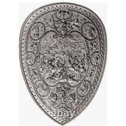 SHIELD OF HENRY II DE FRANCE 1 KILO Pure Silver Light Antique Finish CAPSULE