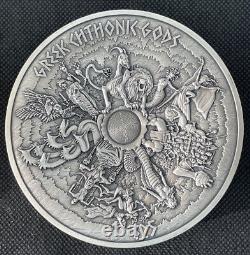 Silver 1 Kilo (35+ oz). 999 Fine Greek Chthonic Gods Huge Coin withBox & COA