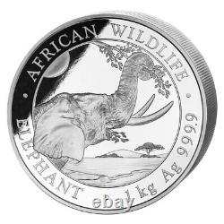 Somalia 2023 1 Kilo Silver African Wildlife Elephant BU