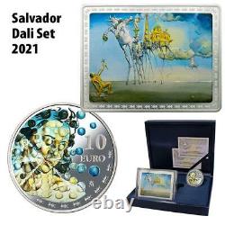 Spanien 2021 Salvador Dalí Satz im Etui 27 gr + 1/2 Kilo Silber PP