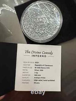 The Divine Comedy Inferno Dante Alighieri 1 kilo Silver Coin CFA Cameroon 2021