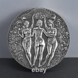 Three Graces Celestial Beauty 1 Kilo Antique finish Silver Coin Cameroon 2022