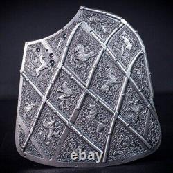Trellised Targe Shield 1 Kilo Antique Finish Silver Stackable South Korea