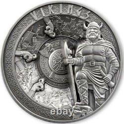 Vikings 1 Kilo Antique Finish Silver Coin 25$ Samoa 2023