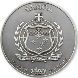 Vikings 1 Kilo Antique Finish Silver Coin 25$ Samoa 2023