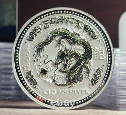 Year Of The Dragon 2000 Silver Kilo (32.15oz) Perth Mint Lunar Series 1 Rev PR