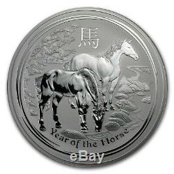 1 KG Kilo 2014 Année Lunaire Du Cheval. 999 Silver Coin En Capsule