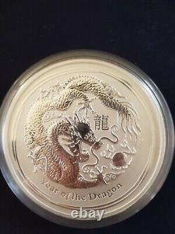 1 Kilo 2012 Perth Mint Lunar Dragon Silver Coin. Comme Nouveau Dans La Capsule