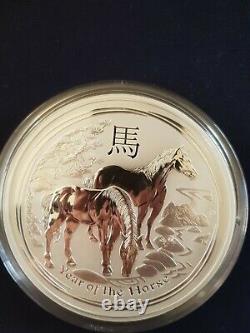 1 Kilo 2014 Perth Mint Lunar Horse Silver Coin. Comme Nouveau Dans La Capsule