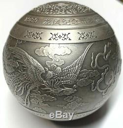 1 Kilo 30e Anniversaire Du Dragon Et Phoenix Silver Coin Sphère / Boule 1000 Grammes Nouveau