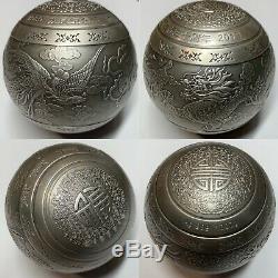 1 Kilo 30e Anniversaire Du Dragon Et Phoenix Silver Coin Sphère / Boule 1000 Grammes Nouveau