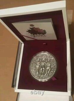 1 Kilo. 999 Argent Pur Trois Grâces Célestes Cameroun Pièce Ronde Coa Fille Sexy