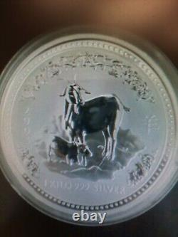 1 Kilo D'argent 2003 Année Lunaire De Chèvre. Monnaie Australienne