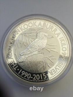 1 Kilo Silver Perth Mint 25e Anniversaire Kookaburra 2015