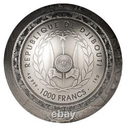 1 kilo 1000 pièces d'argent francs Djibouti Big Five buffle 2024 en forme de boule