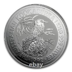 1992 Australie 1 kilo d'argent Kookaburra BE Référence #9047