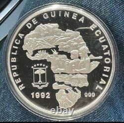 1992 Faune sauvage de Guinée équatoriale Lions 7000 Francs Pièce de monnaie en argent de demi-kilo