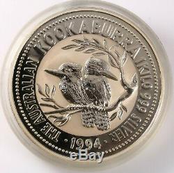 1994 Australie 999 Originale En Argent Fin 1 Kilo Kookaburra Avec Perth Mint Capsule