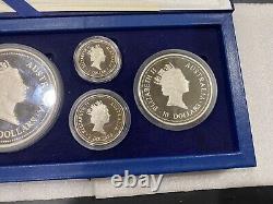 1996 $1 Australie Kookaburra en argent Épreuve Série de 4 pièces avec KILO