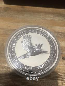 1996 Australian Silver Kookaburra 1 Kilo Coin Perth Mint. 999. Encapsulé