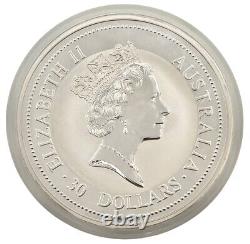 1996 Australie $30 Kilo. Pièce d'argent Kookaburra 999 Perth Mint BU en capsule