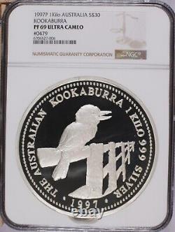 1997-P Australie Argent 1 Kilo 30 $ Kookaburra NGC PF69 Ultra Cameo #0479