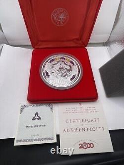 2000 Australian Bullion 1 Kilo Silver Dragon Yeux de Diamant Dorés Pièce Perth Mint