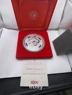 2000 Australian Bullion 1 Kilo Silver Dragon Yeux de Diamant Dorés Pièce Perth Mint