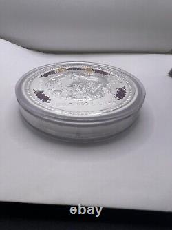 2000 Australian Bullion 1 Kilo Silver Dragon Yeux de Diamant Dorés Pièce Perth Mint