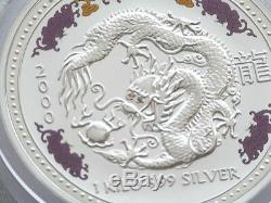 2000 Australie Lunaire Du Dragon $ 30 Thirty Silver Dollar Kilo Coin Box Coa