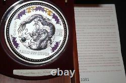 2000 Australie Lunar I Dragon 1kilo Diamond Eye 999silver Pièce De Collection $30rare