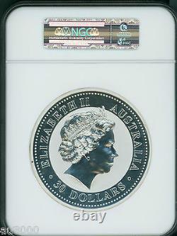 2001 $30 Australie Serpent colorisé 1 kilo d'argent avec un œil en pierre précieuse de diamant Ngc Ms69