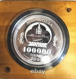 2003 Mongolie 3 Kilo KG Année De La Chèvre Lunar Silver Proof Coin Ultra Rare