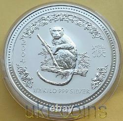 2004 Australie Lunar I Année Du Singe 1/2 Kilo KG Argent Pièce 15 $ Monnaie Perth
