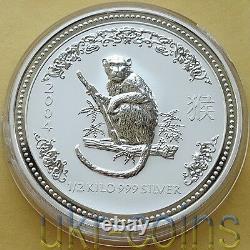 2004 Australie Lunar I Année Du Singe 1/2 Kilo KG Argent Pièce 15 $ Monnaie Perth