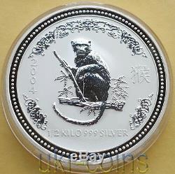 2004 Australie Lunar I Année Du Singe 1/2 Kilo KG Silver Coin 15 $ Perth Mint