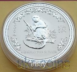 2004 Australie Lunar I Année Du Singe 1/2 Kilo KG Silver Coin 15 $ Perth Mint