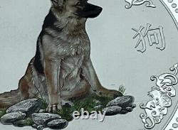 2006 Australie 1/2 Kilo 999 Argent 15 $ Colorized Dog Year Coin German Shepherd