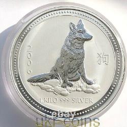 2006 Australie $30 Lunar I Année du Chien 1 Kilo Kg Pièce d'Argent Perth Mint BU