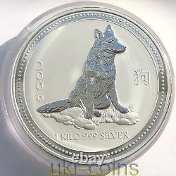 2006 Australie $30 Lunar I Année du Chien 1 Kilo Kg Pièce d'Argent Perth Mint BU