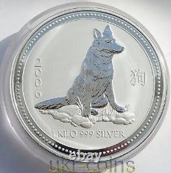 2006 Australie $30 Lunar I Année du Chien 1 Kilo Kg Pièce d'Argent Perth Mint BU