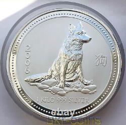 2006 Australie $30 Lunar I Année du Chien 1 Kilo Kg Pièce d'Argent Perth Mint BU