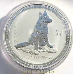2006 Australie $30 Lunar I Année du Chien 1 Kilo Kg Pièce d'argent Perth Mint BU