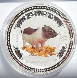 2007 Australie 1/2 Kilo Kg Pièce en argent colorée Lunar I Année du Cochon 15 $